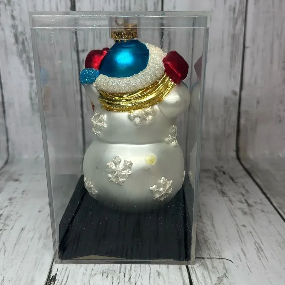2004  Target‎ Brands Glass Snowman Christmas Ornament Handcrafted in Display